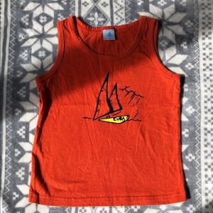 Orange Sailboat Graphic Tank Top for Kids